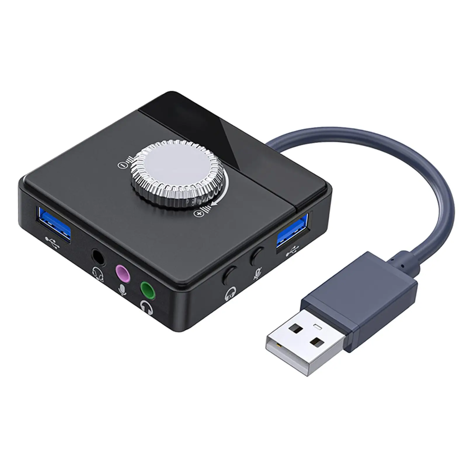 Sound Card External Stereo Audio Adapter 3 Ports Multifunction for USB Flash Disk