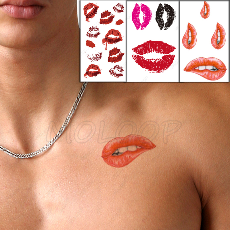 Best of Water Transfer Tattoo Sexy Red Lips Print Tattoo Body Art Waterproof Temporary Fake Flash Tattoo For Man Woman Kid 10.5*6cm Reviews & Tips