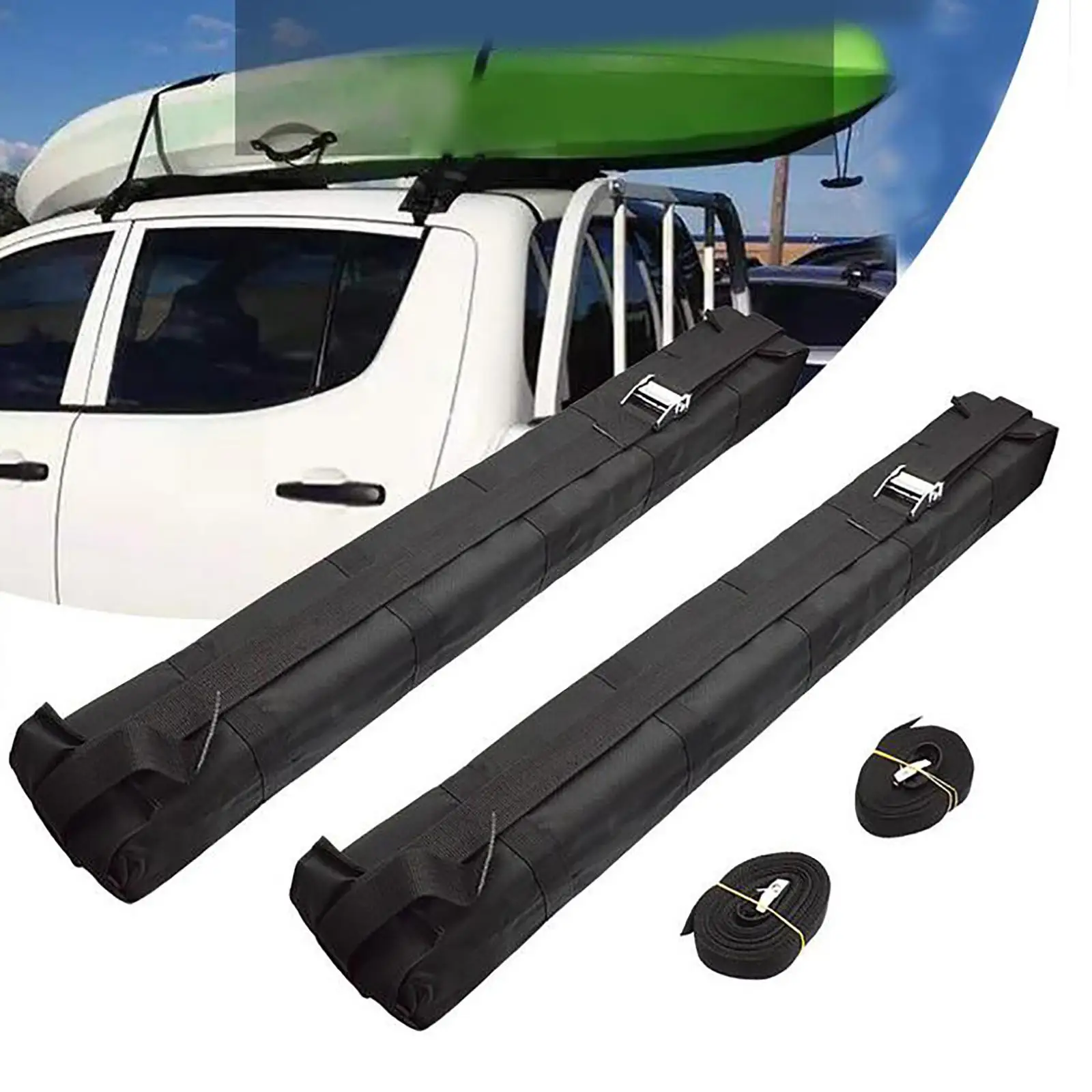 Roof Racks Universal Car Soft Roof Bars Kayak Roof Rack Durable Oxford Cloth Roof Rack Pad Carrier Heavy Duty Tie Down Straps