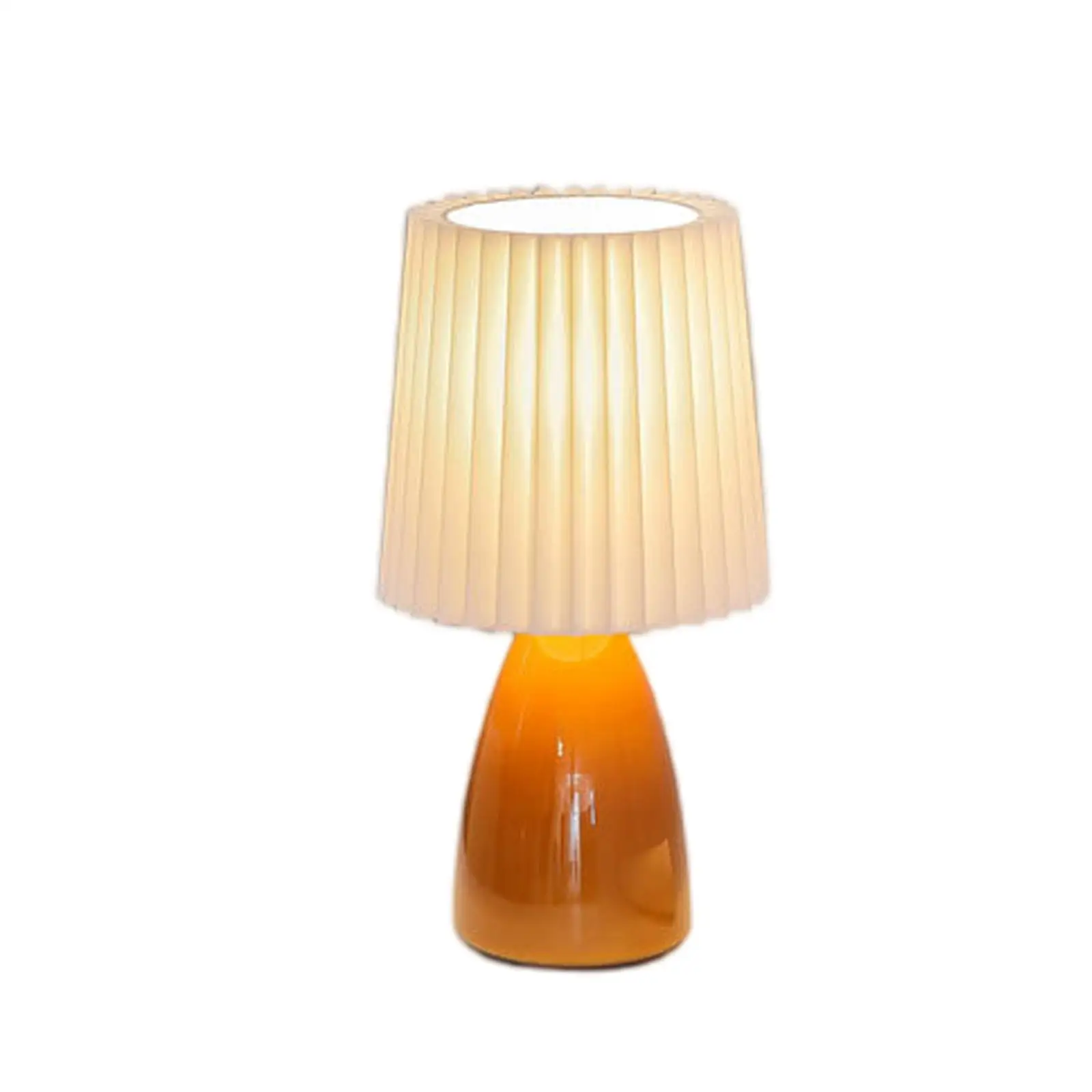 Glass LED Desk Lamp For Bedroom Korean Ins Style Striped Pleated Table Lamp Decor Cute Glass Translucent Bedside Lamp