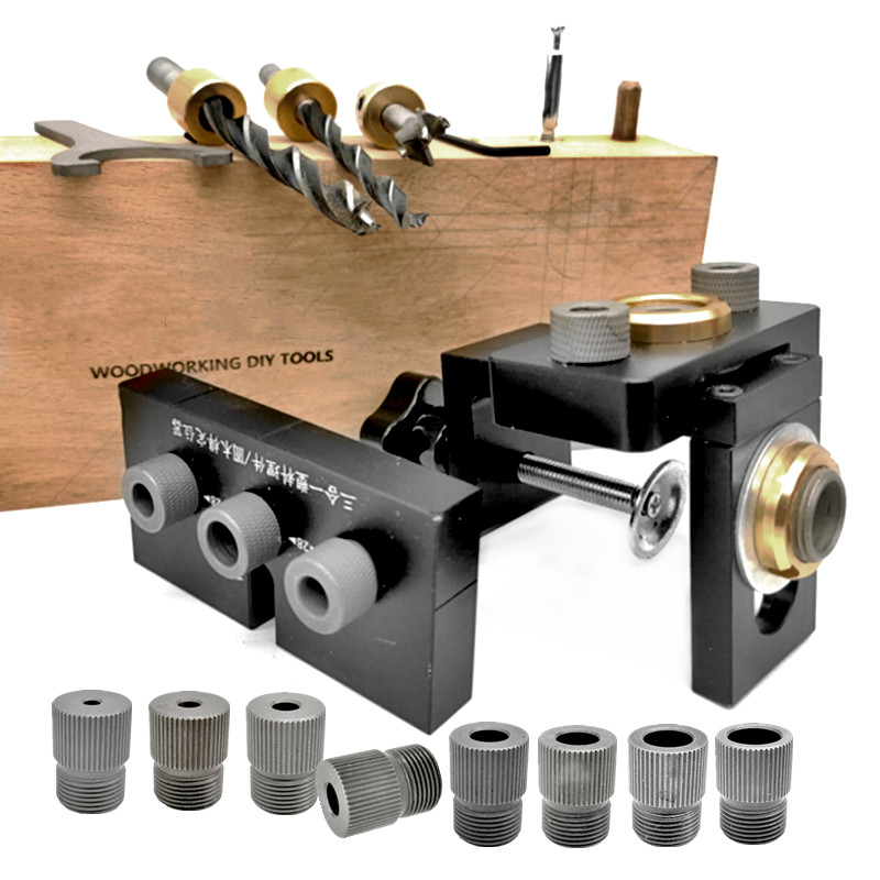Verbesserte 3 In 1 Doweling Jig Holzbearbeitung Einstellbare 3-10mm Tasche Loch Jig, legierung Bohren Guide Locator für Schnelle Spleißen Bord – Detail 1