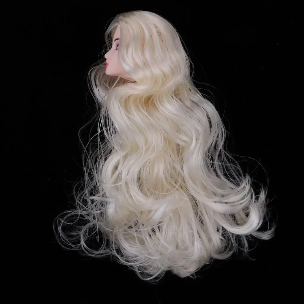 1/6 Female BJD Head Carving Sculpt with Blonde Hair for Ball Jointed Dolls 