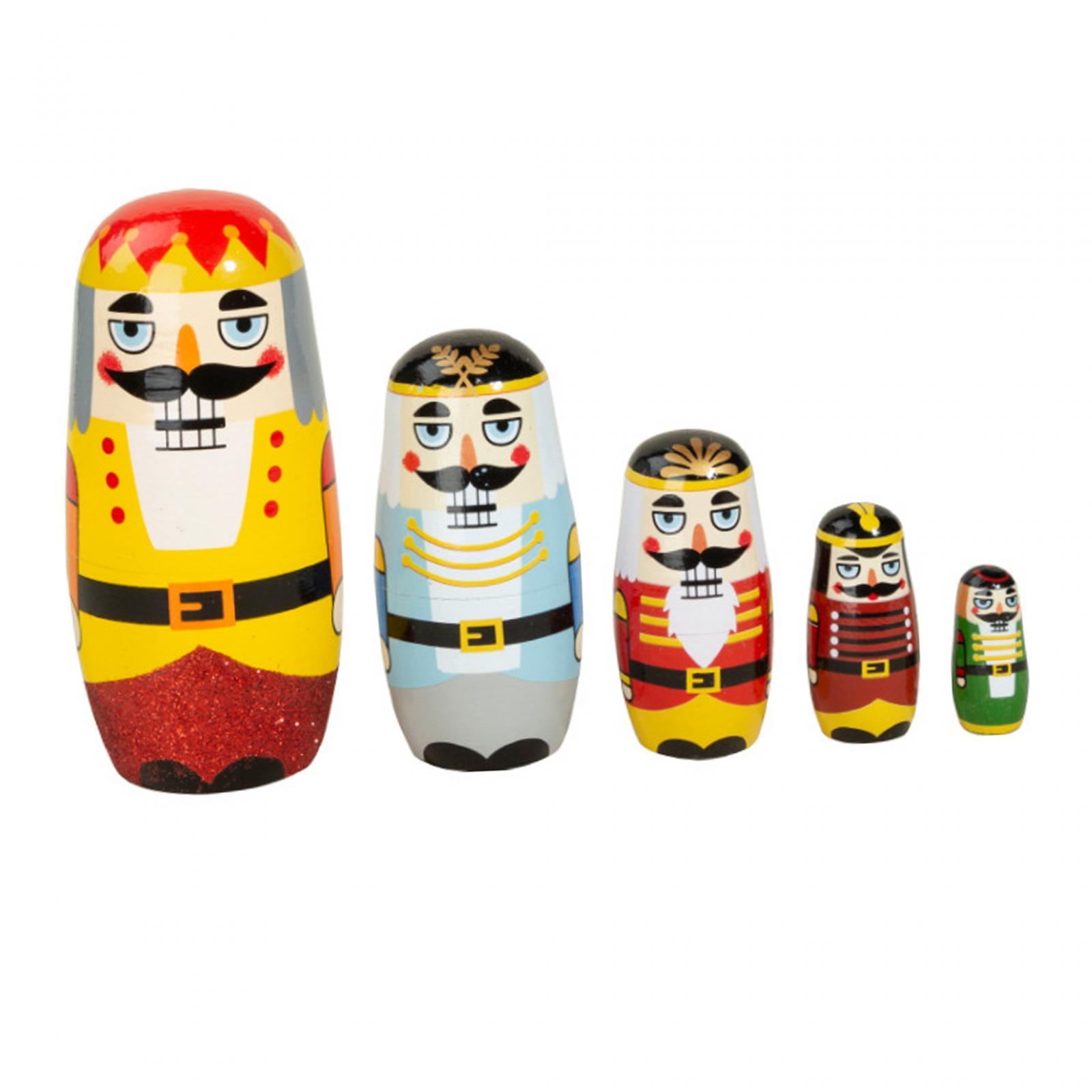 5x Nutcracker Tabletop Cute Shelf Wishing Gift Stacking Doll Set Decoration