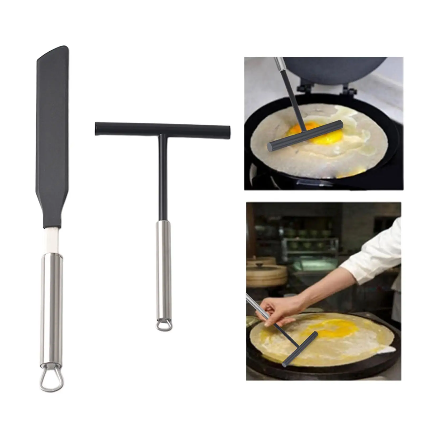 2Pcs Crepe Spreader and Spatula Set Kitchen Gadgets Pancake Cooking Tools T Shaped Pastry Tool Cookware for Restaurant Kitchen