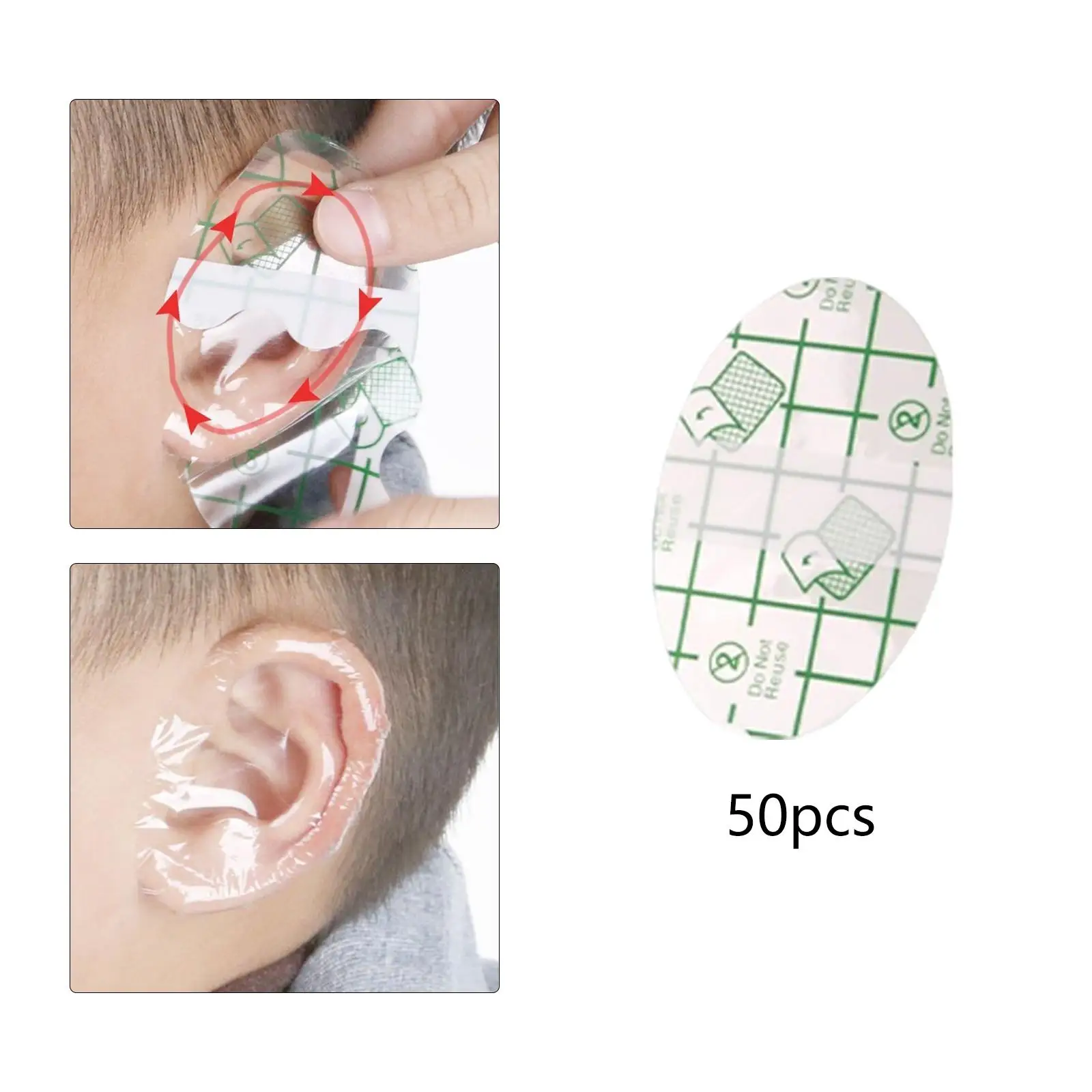 50x Baby Waterproof Ear Covers Disposable PU Film Breathable Ear Protection Covers for Shower Swimming Bathing Surfing Newborn