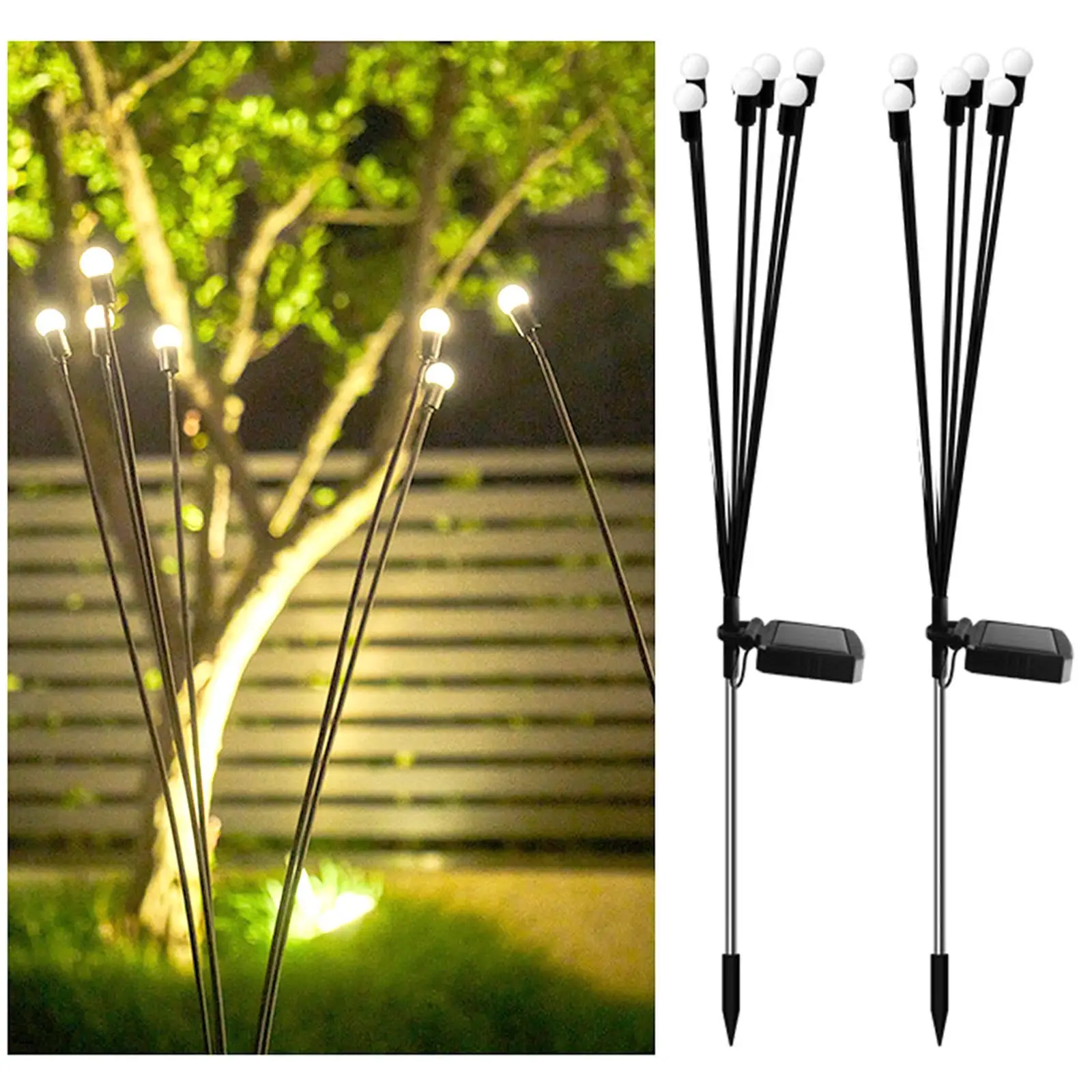 2 Pieces Solar Garden Lights LED Stake Lights Waterproof Lamp DIY Landscape Light for Patio Lawn Yard Walkway Decoration