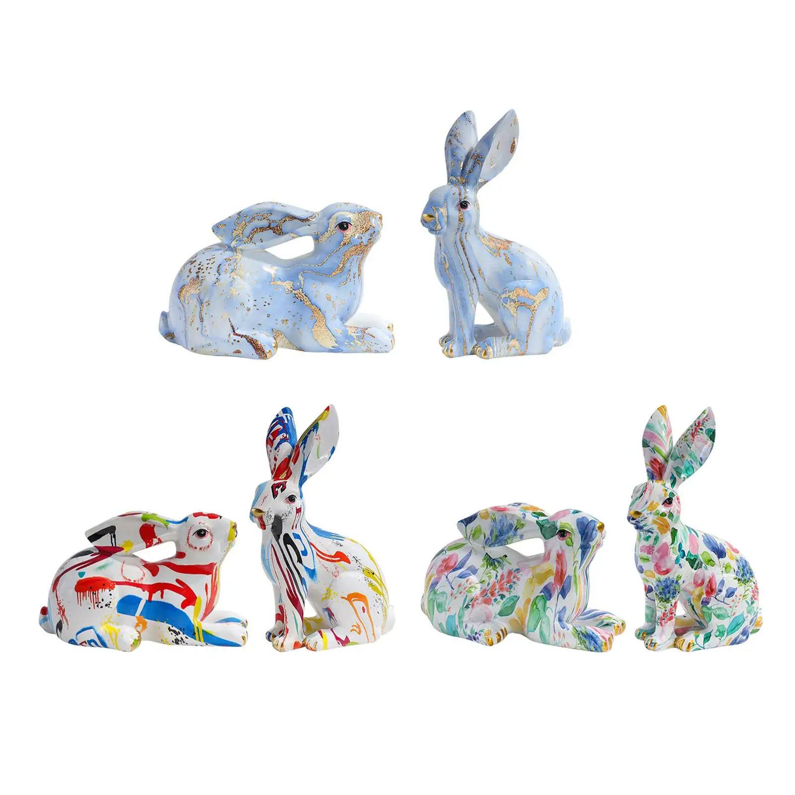 Rabbit Statue Resin Animal Figurine Modern Art for Decoration Gift Crafts