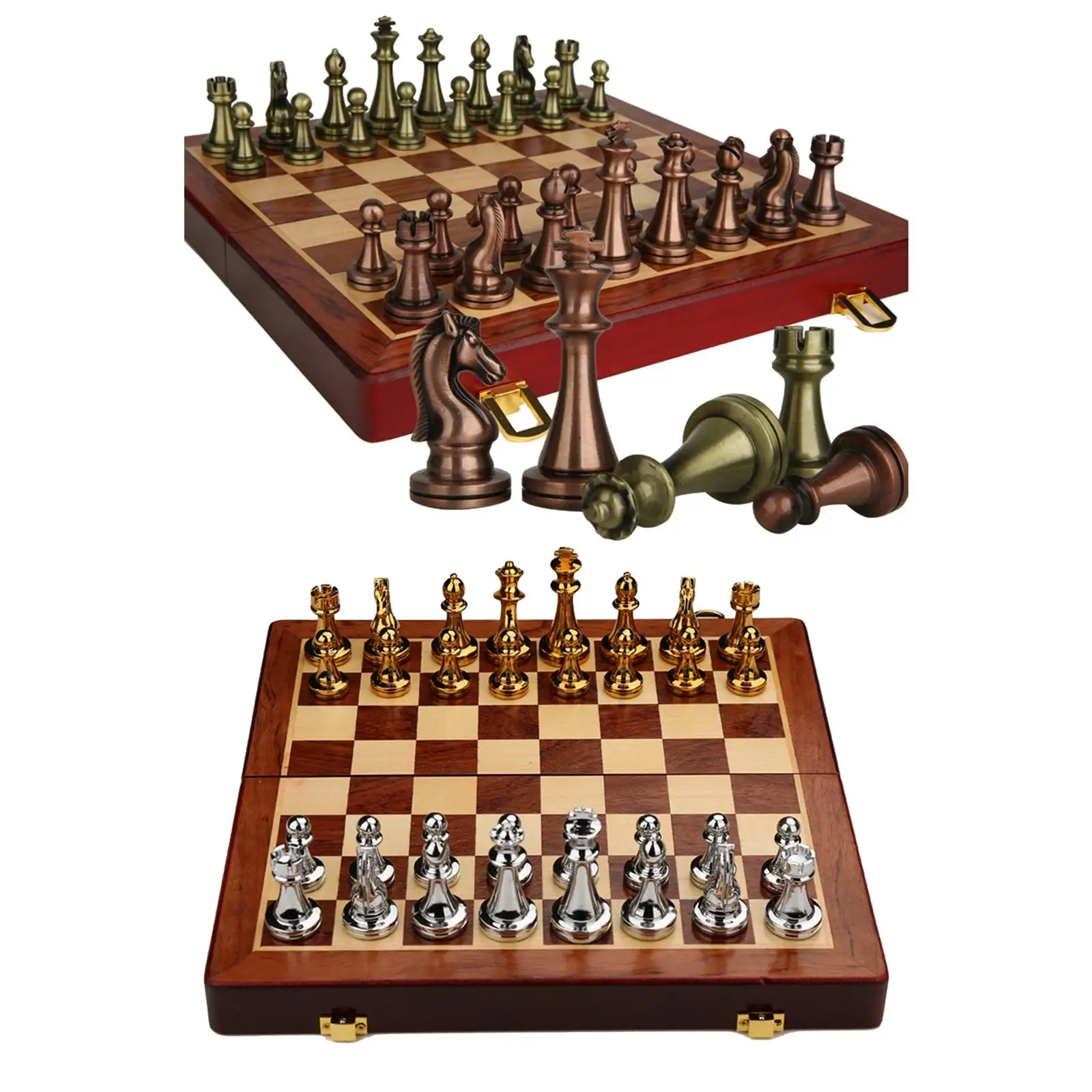International Chess Set with Folding Wooden Chess Board and Classic Handmade Standard Pieces  Chess Set for Kids Adult