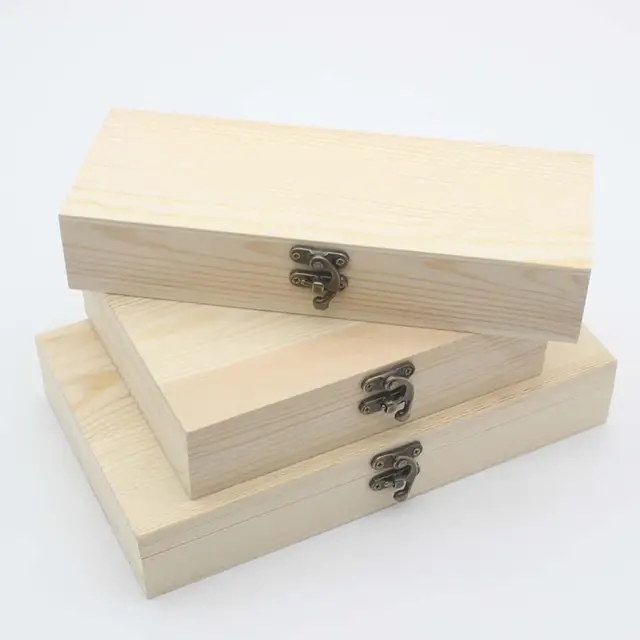 Caja de recuerdo de madera con tapa con bisagras en diseño de enrejado caja  de madera decorativa utilizada como caja de almacenamiento caja de – Yaxa  Store