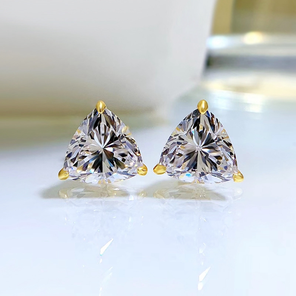 PuBang Fine Jewelry Ohrstecker aus echtem 925er-Sterlingsilber mit Trillion-Schliff-Edelstein, hergestellt mit Moissanit-Ohrsteckern für Frauen, Geschenk im Großhandel – Detail 2
