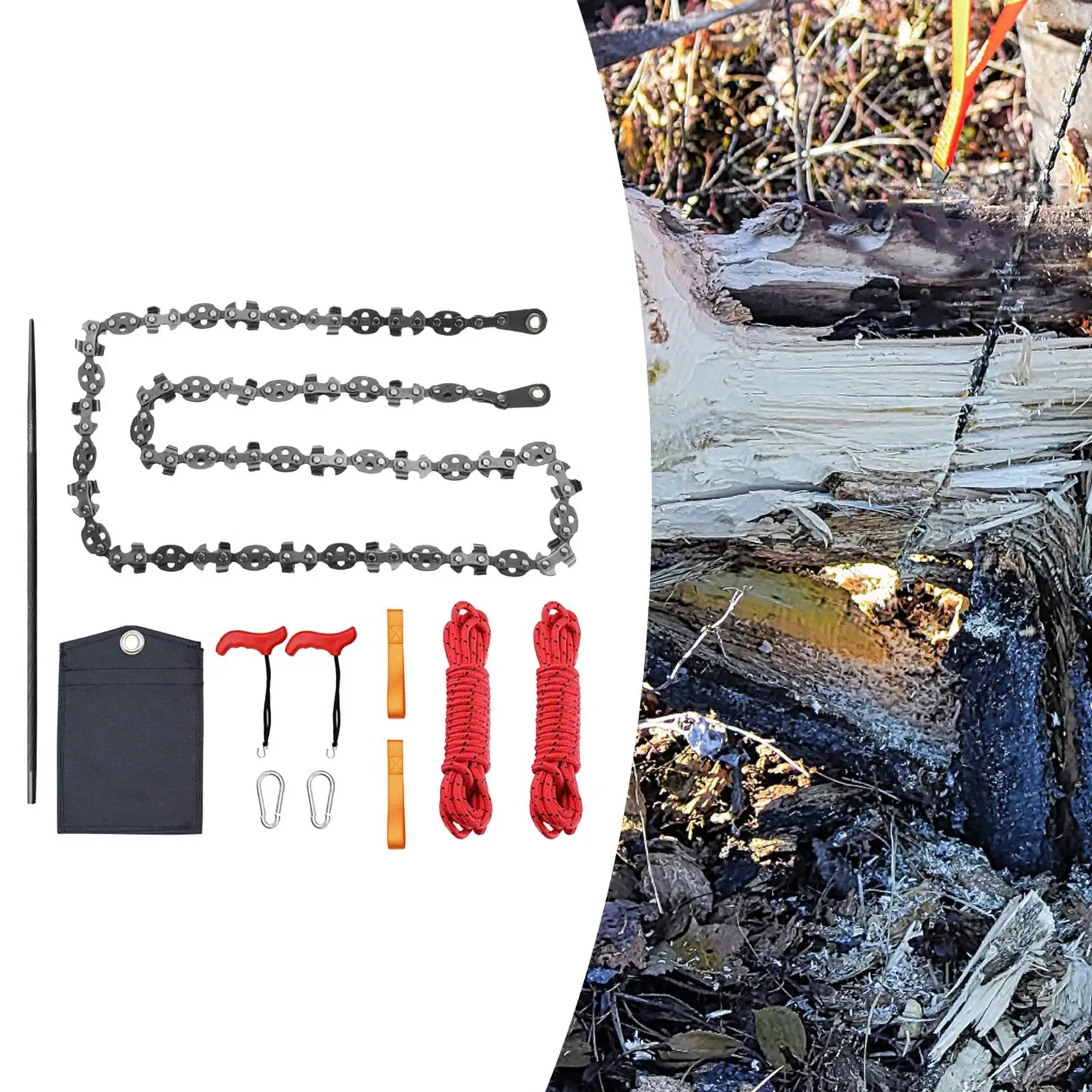 Pocket Saw Survival Gear Heavy Duty Hand Rope Chain Saw Wood Cutting for Backpacking Outdoor Fishermen Emergency Gardening