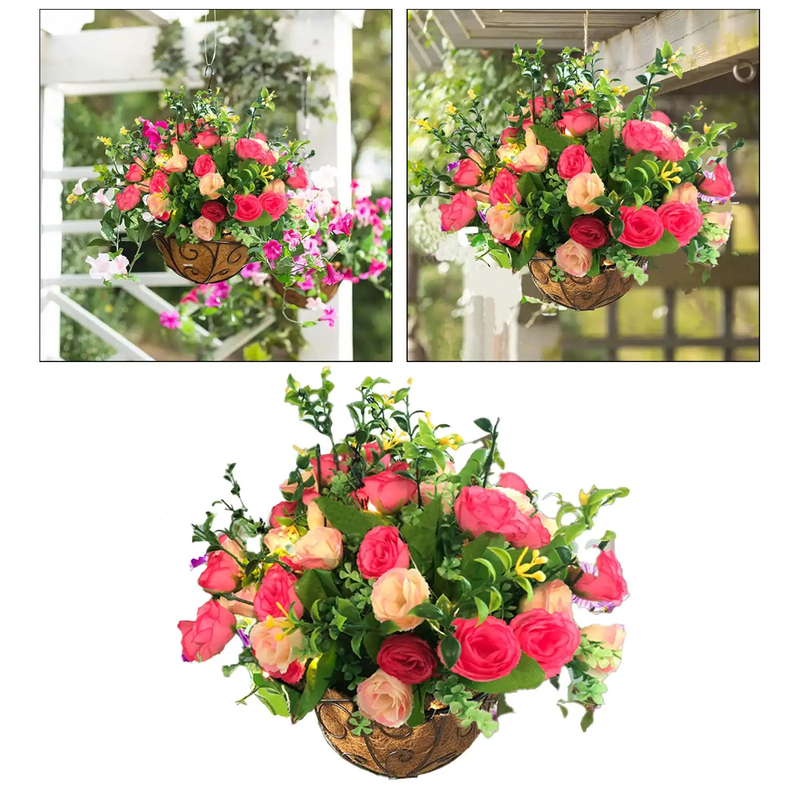 Artificial Hanging Flower Plant Fake Hibiscus Flowers Simulation Hanging Plants For Home Garden Wall Decoration
