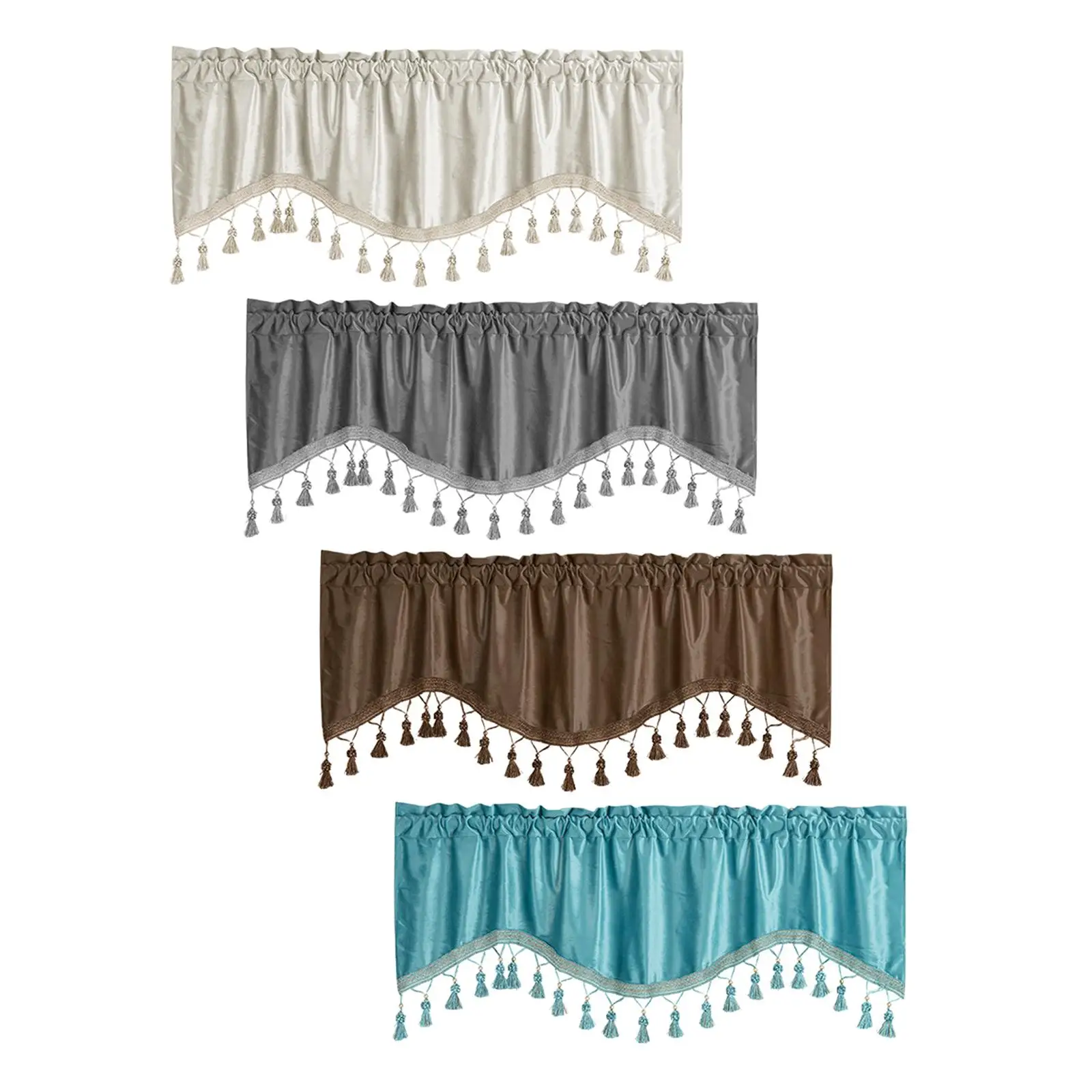 Rod Pocket Curtain Valance Window Tiers Kitchen Curtains Short Curtain for