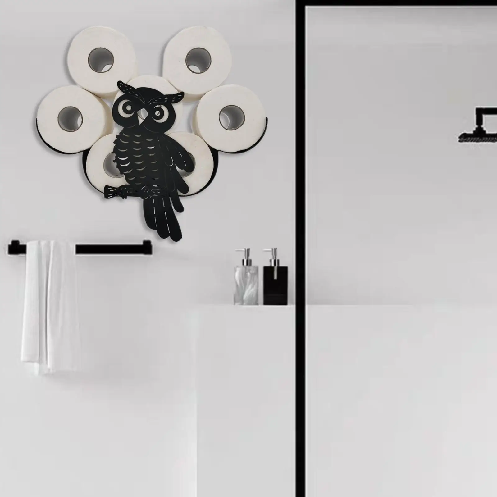 Unique Toilet Paper Holder Iron Owl Shape Roll Tissue Paper Storage Toilet Tissue Holder for Toilet Bathroom Organizer Decor