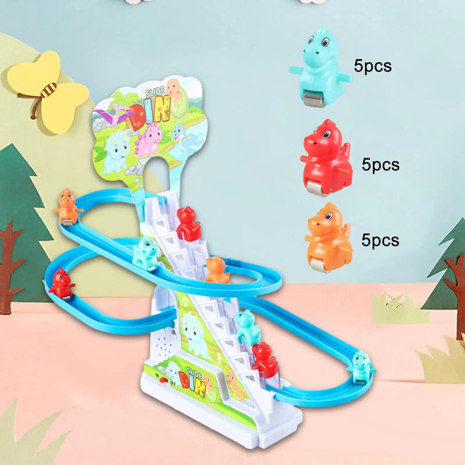 Small Dinosaur Climbing Stairs Kids Baby Children Roller Coaster Toy Set