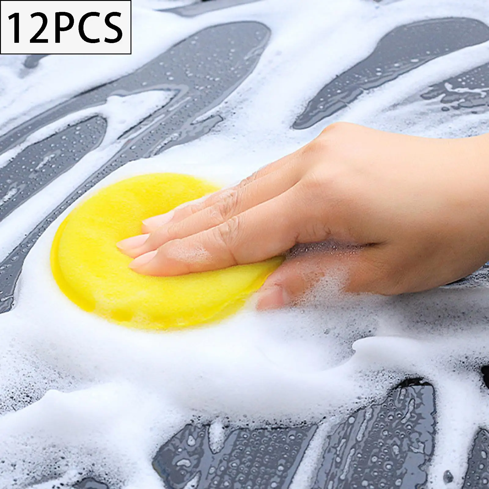 12 Pieces  Foam Sponge Buffing Kits Pressed Edge for Car Waxing