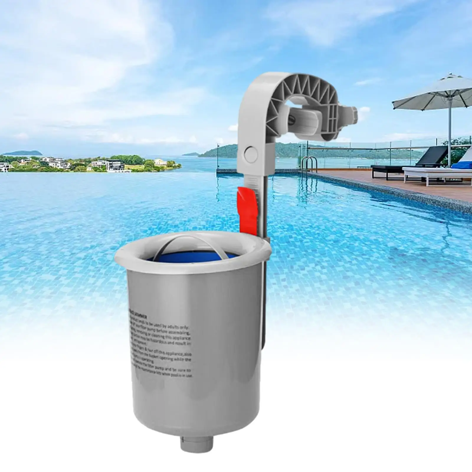 Automatic Pool Skimmer Wall Mount Floating Pool Filter Pool Maintenance Cleaner with Basket Durable Surface Skimmer Leaf