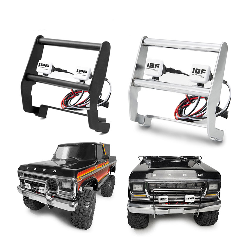 Edelstahl Anti Kollision Front Stoßstange Mit IPF Wort LED Scheinwerfer Für Traxxas TRX-4 Ford Bronco 1/10 RC Crawler Teile W23 – Detail 6