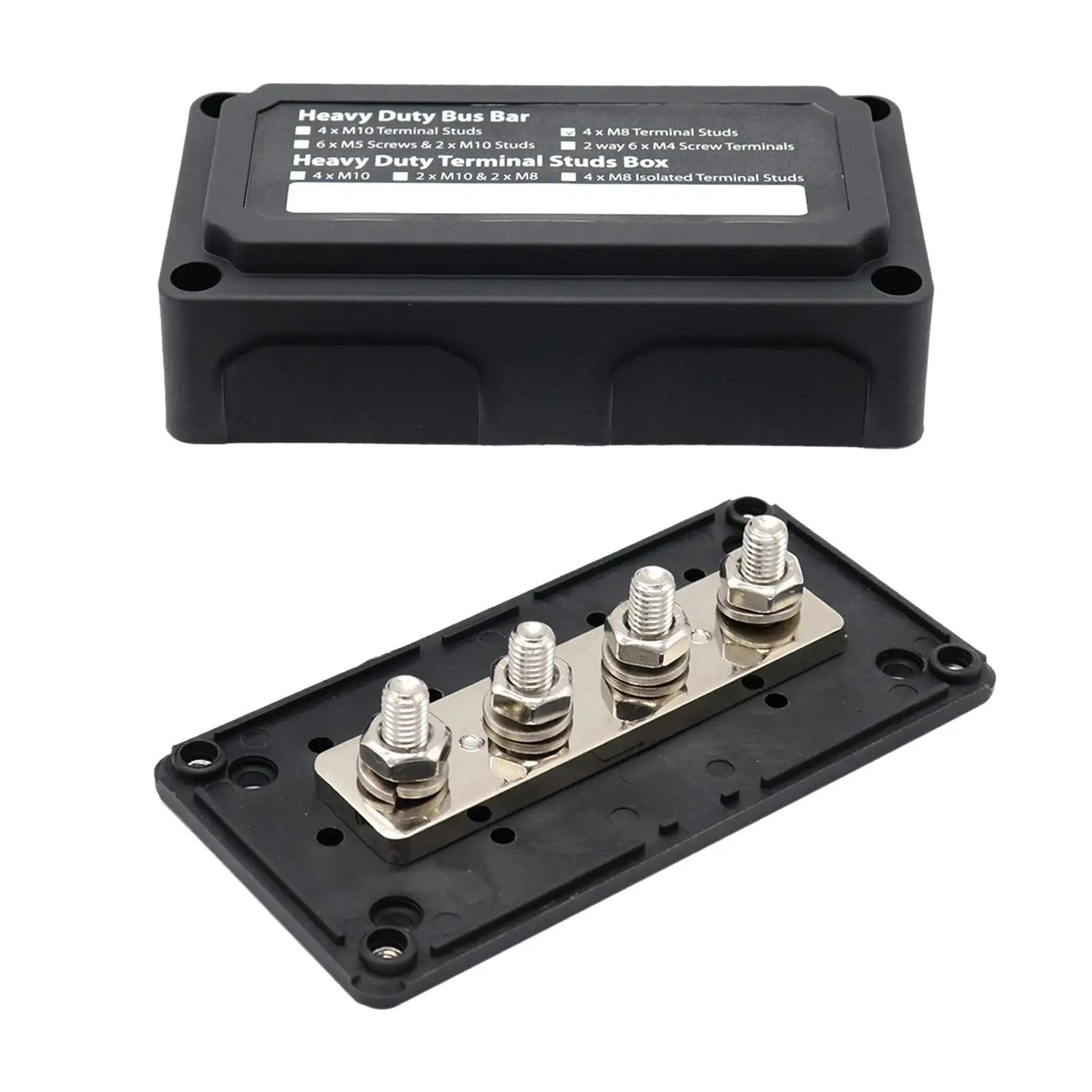 Power Distribution Block Durable 4 Way Heavy Duty Replacement with Cover 300A Busbar Terminal Block for Car Boat Truck
