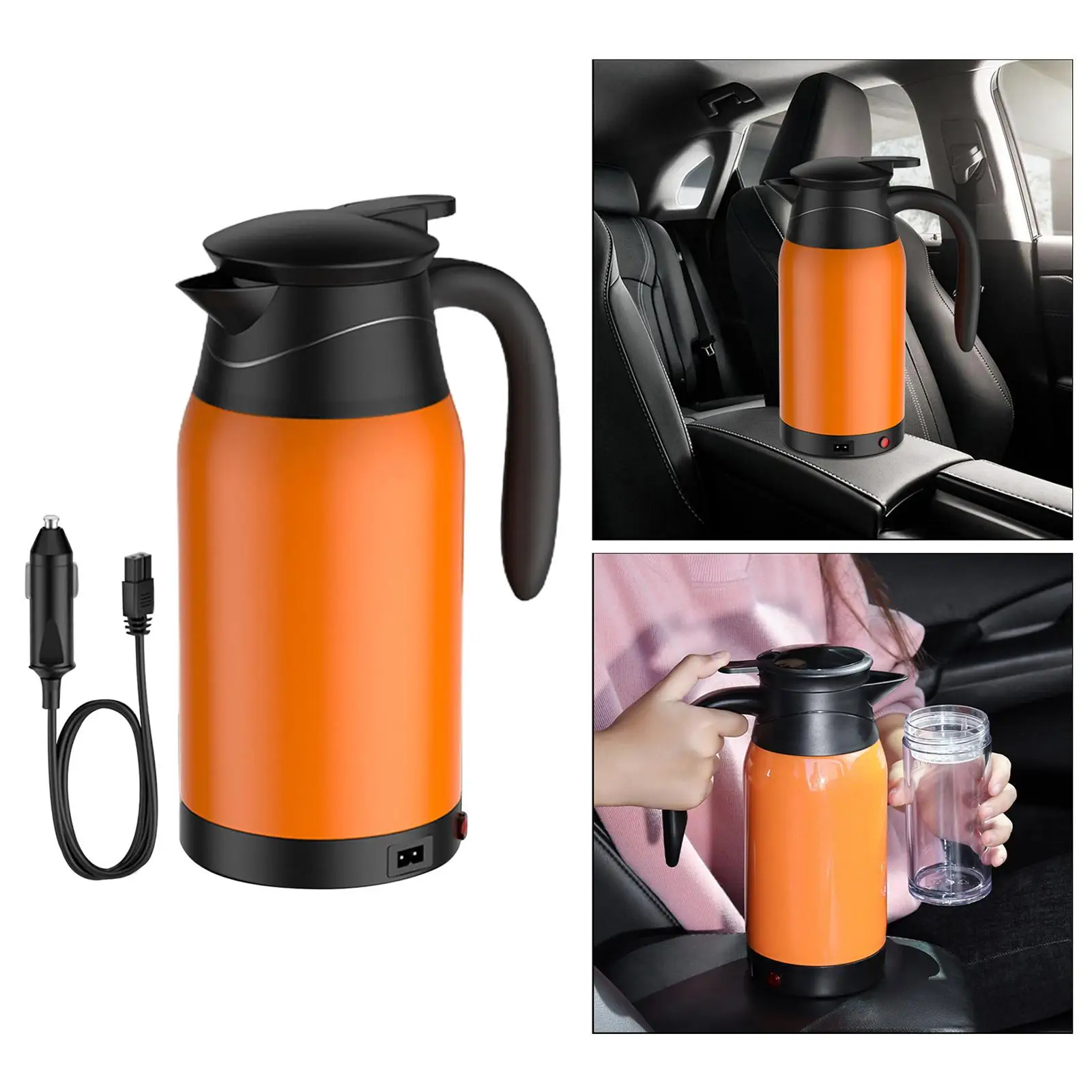 Electric Car Kettle 1000ml Heated Water Cup Fits for Camping Boat