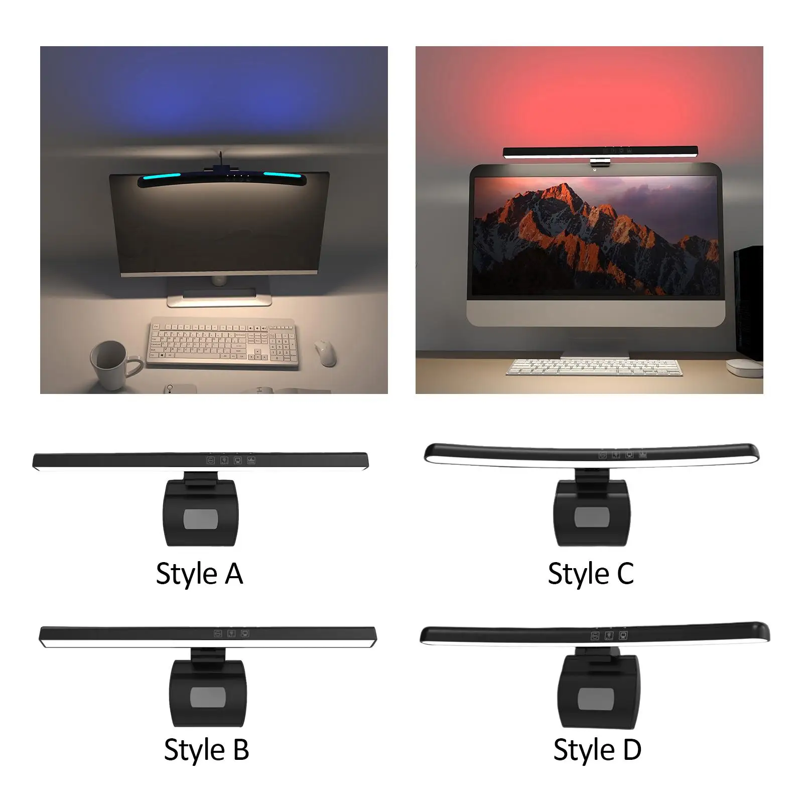 LED Computer Lamp 3 Color Temperature Adjustment Modes Dimmable USB Powered Lamp Space Saving Monitor Light Bar for Gaming Home