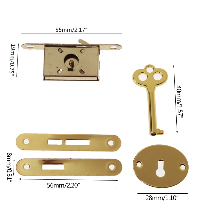 Antike Latch Haspe Vintage Metall Schublade Schlösser mit Schlüssel Dekorative Möbel Hardware für Holz Schmuck Box Schrank – Detail 6