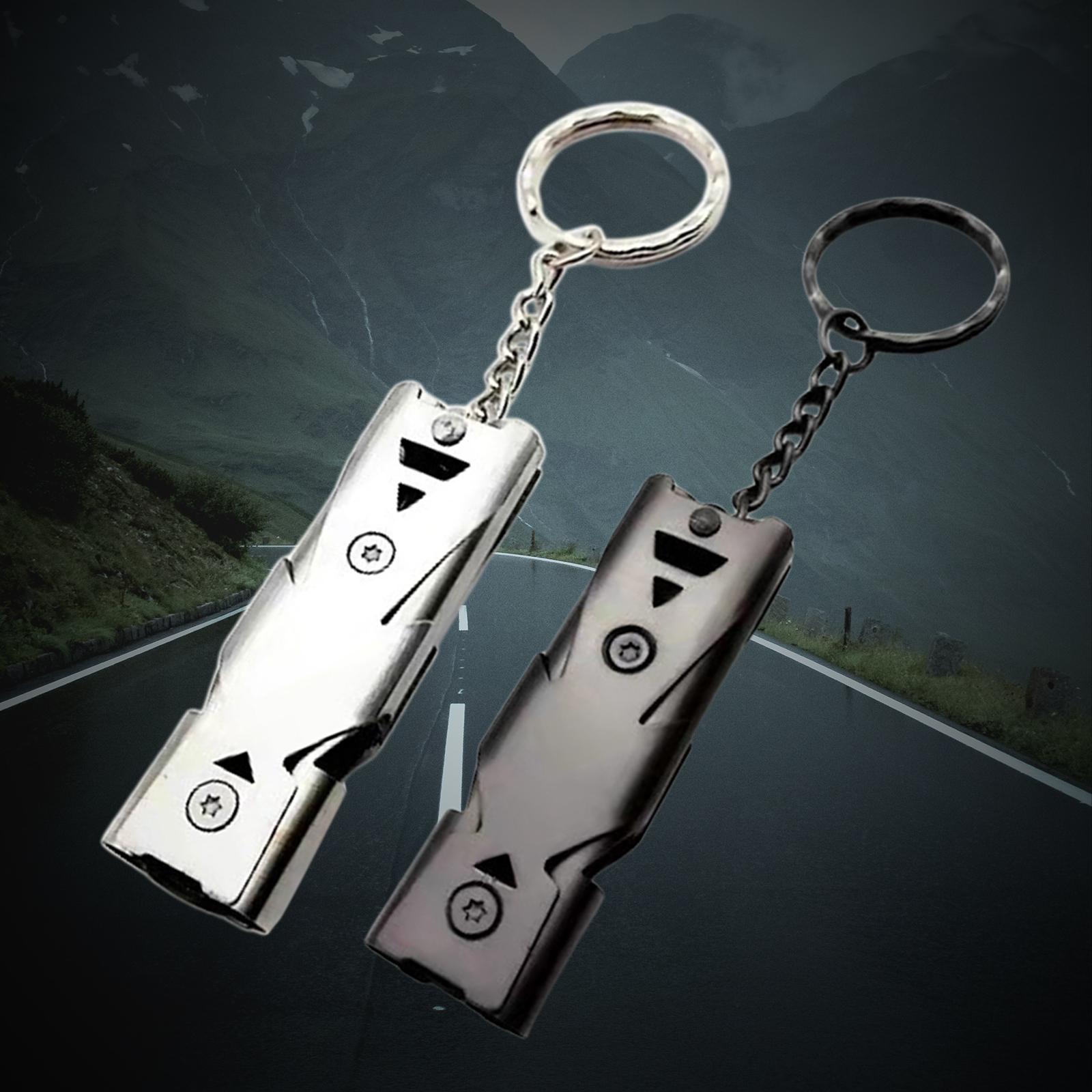 Portable Emergency Whistle, Double Tube with Key Chain High Decibel Equipment Accessory for Outdoor