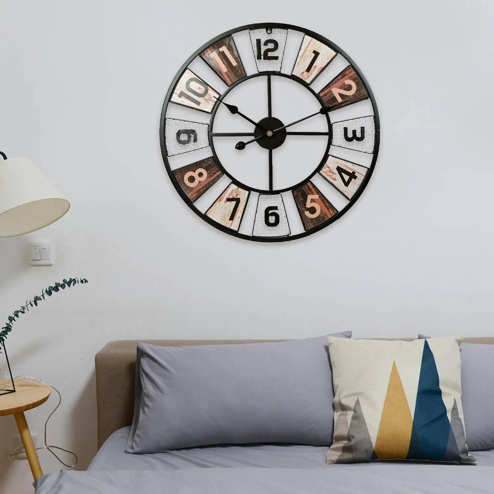 Vintage Style Large Wall Clock 24Inches Circular Hanging Clocks Decorative Clocks for Office Bedroom Cafe Shop Hotel Decoration