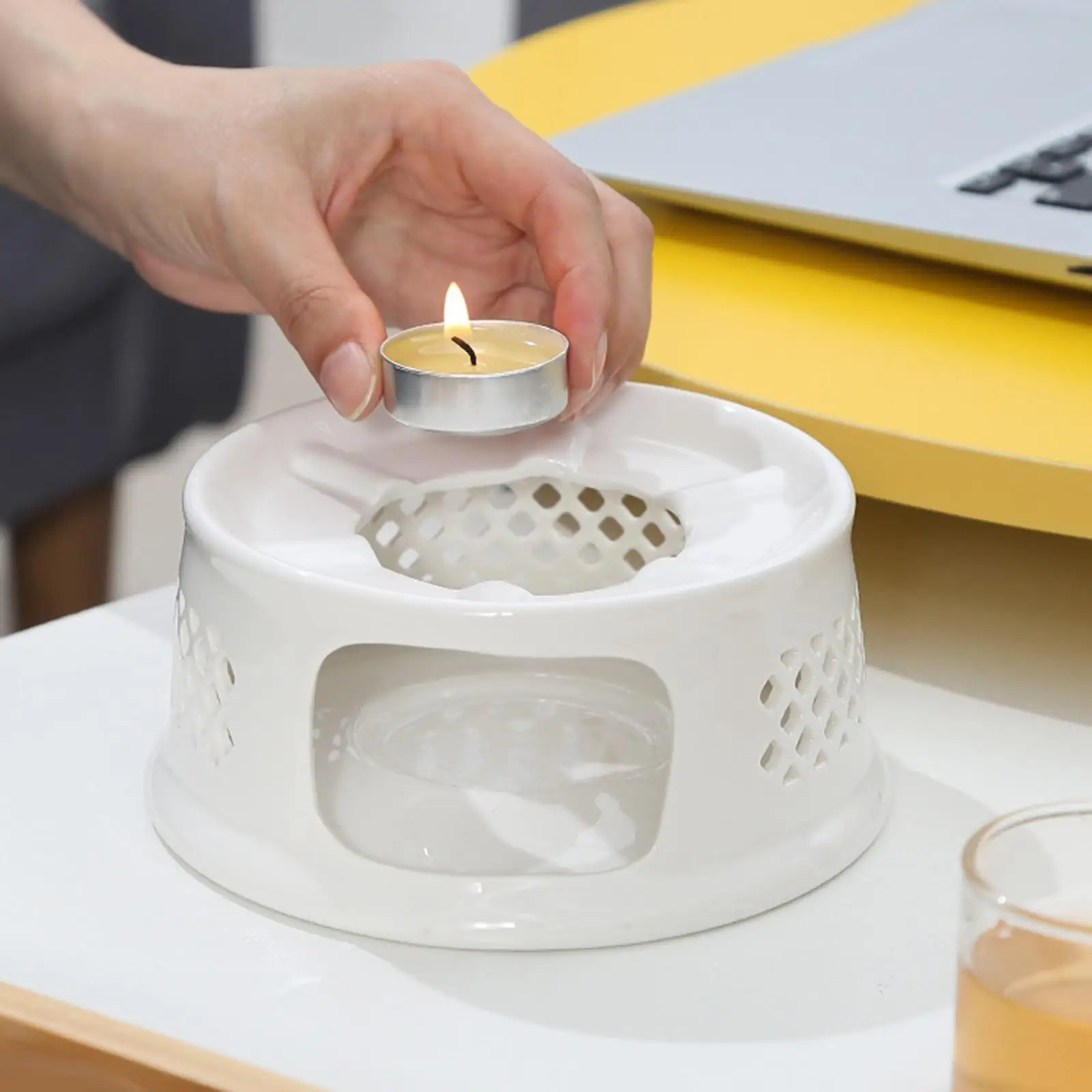 Ceramic Teapot Warmer Dish Cup Heat Pot Table Tea Light Candle Holder for Heating Porcelain Teapot Metal Teapot Tea Kettles Jug