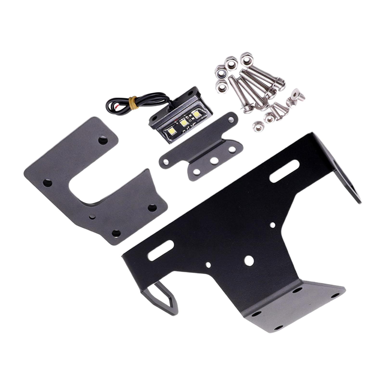 License Plate Frame Kit with LED Light Black Modified Lighting License Frame Number License Holder Fit for Kawasaki Z900 17-21