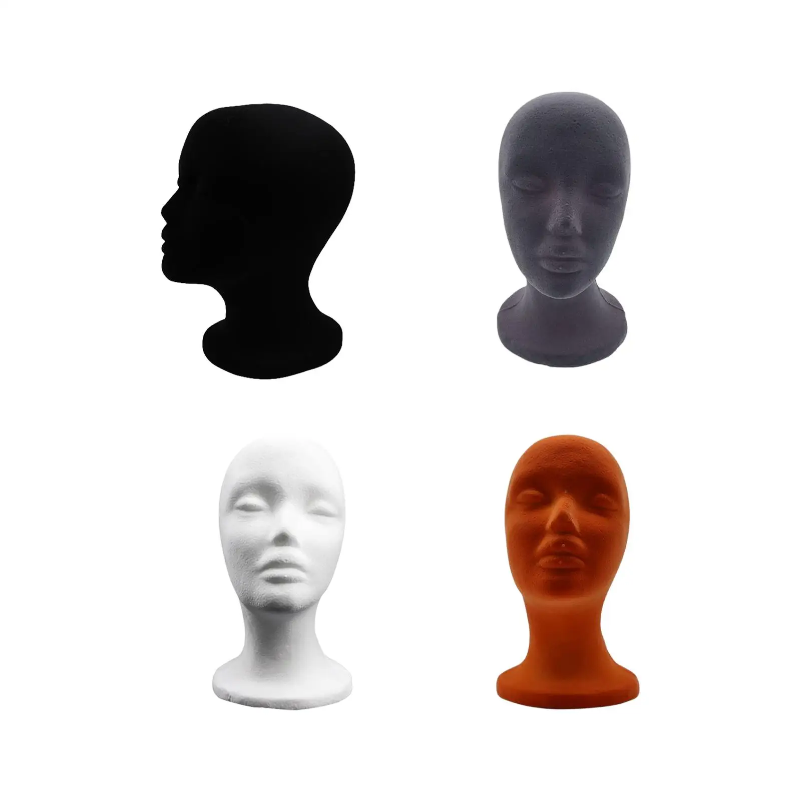 Mannequin Head Model Flocking Foam Round Base Multipurpose for Hat Jewelry