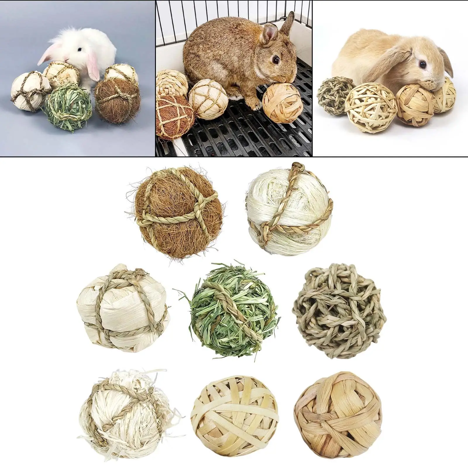 Natural Material Rabbit Chew Grass Balls for Bunny Exercise Teeth Grinding