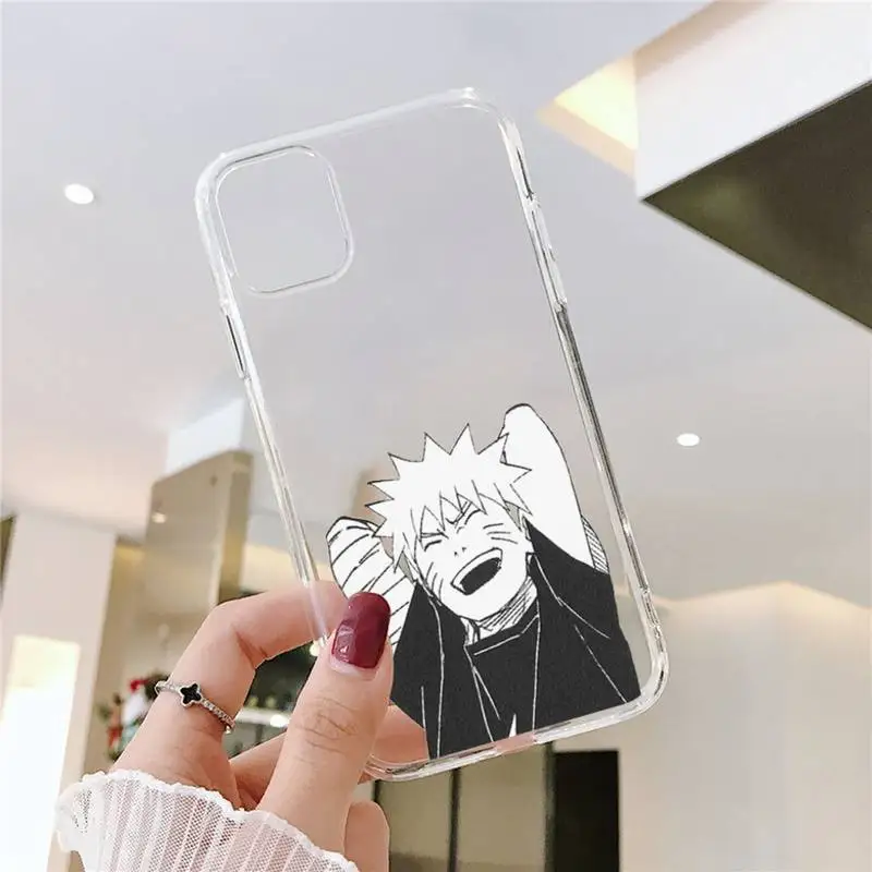 Naruto Akatsuki Anime Fitted Phone Case Transparent For Iphone 11 13 12 Pro Max Xr X Mini 7 8 PLUS Coque Cover