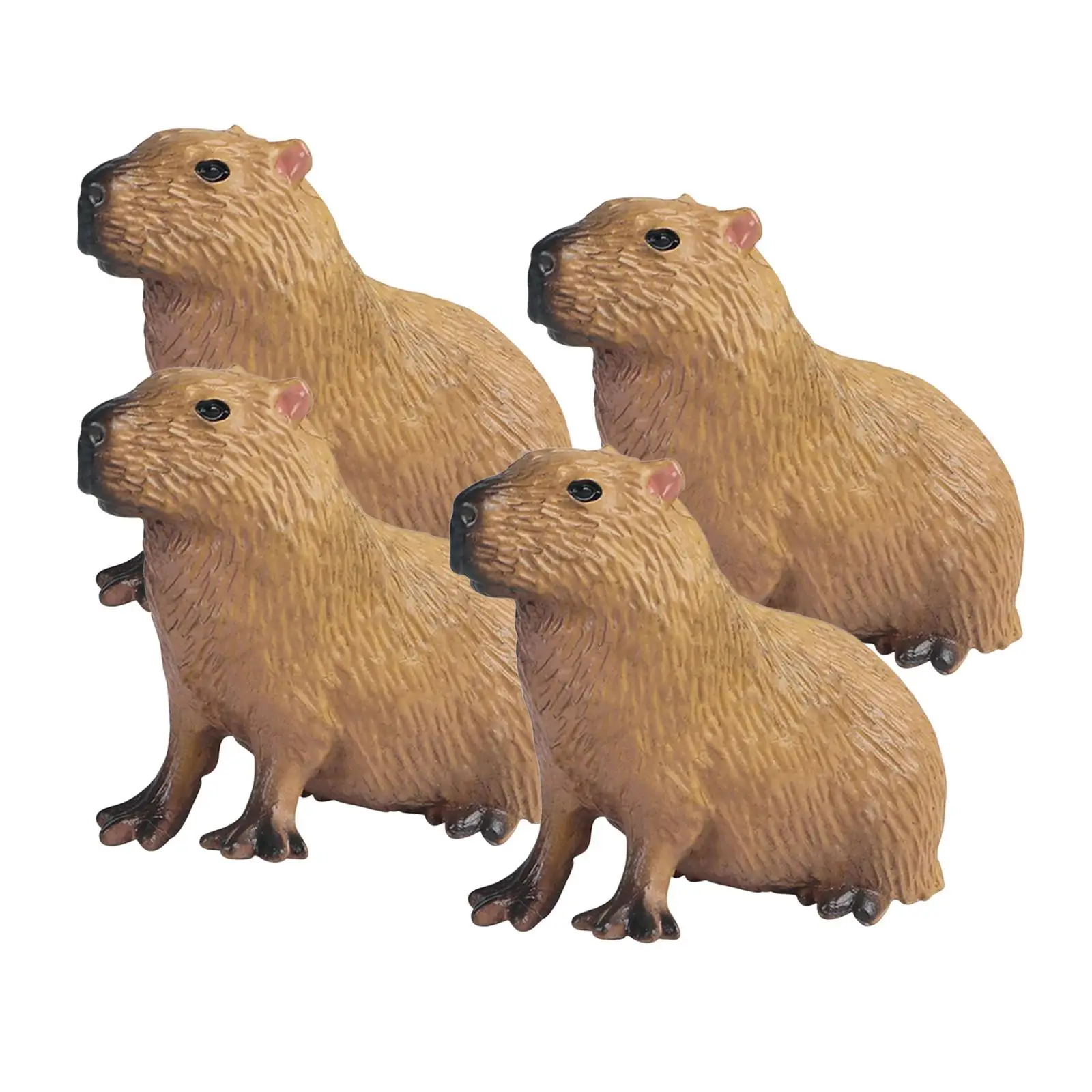 4x Realistic Capybara Figurines Toys Miniature Science Educational Toy for Tabletop Party Favor