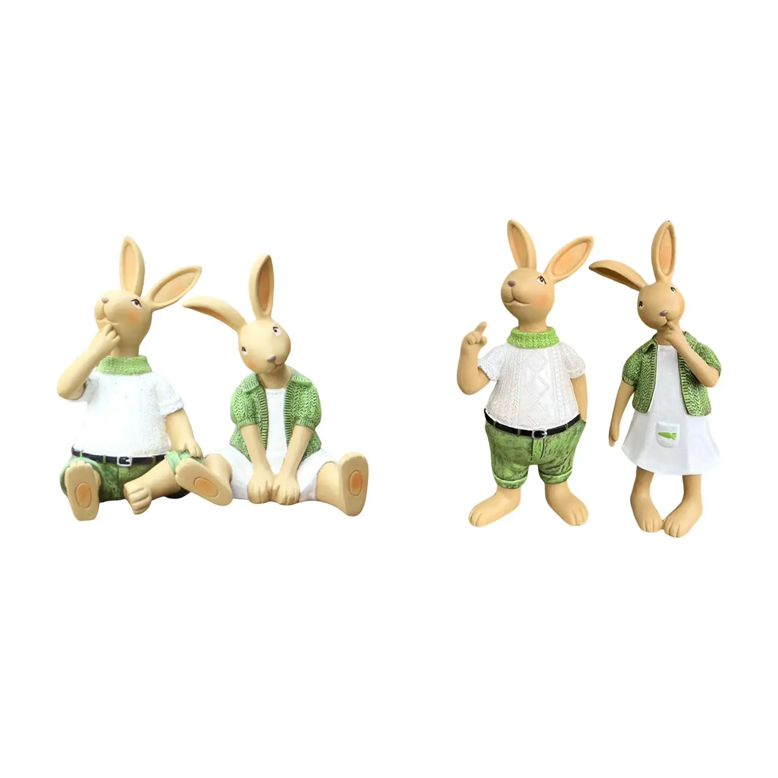 Easter Garden Statues Rabbit Party Decoration Animal Figurines Bunny Animal Figurines for Patio Lawn Backyard Tabletop Indoor