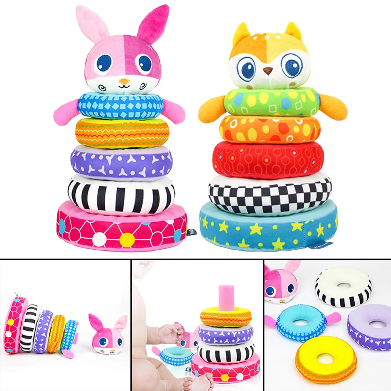 Rainbow Stacking Nesting Toys Early Learning Toys Teaching Aids Stacking Tower Nesting Circle Toys for Toddler Kids Children