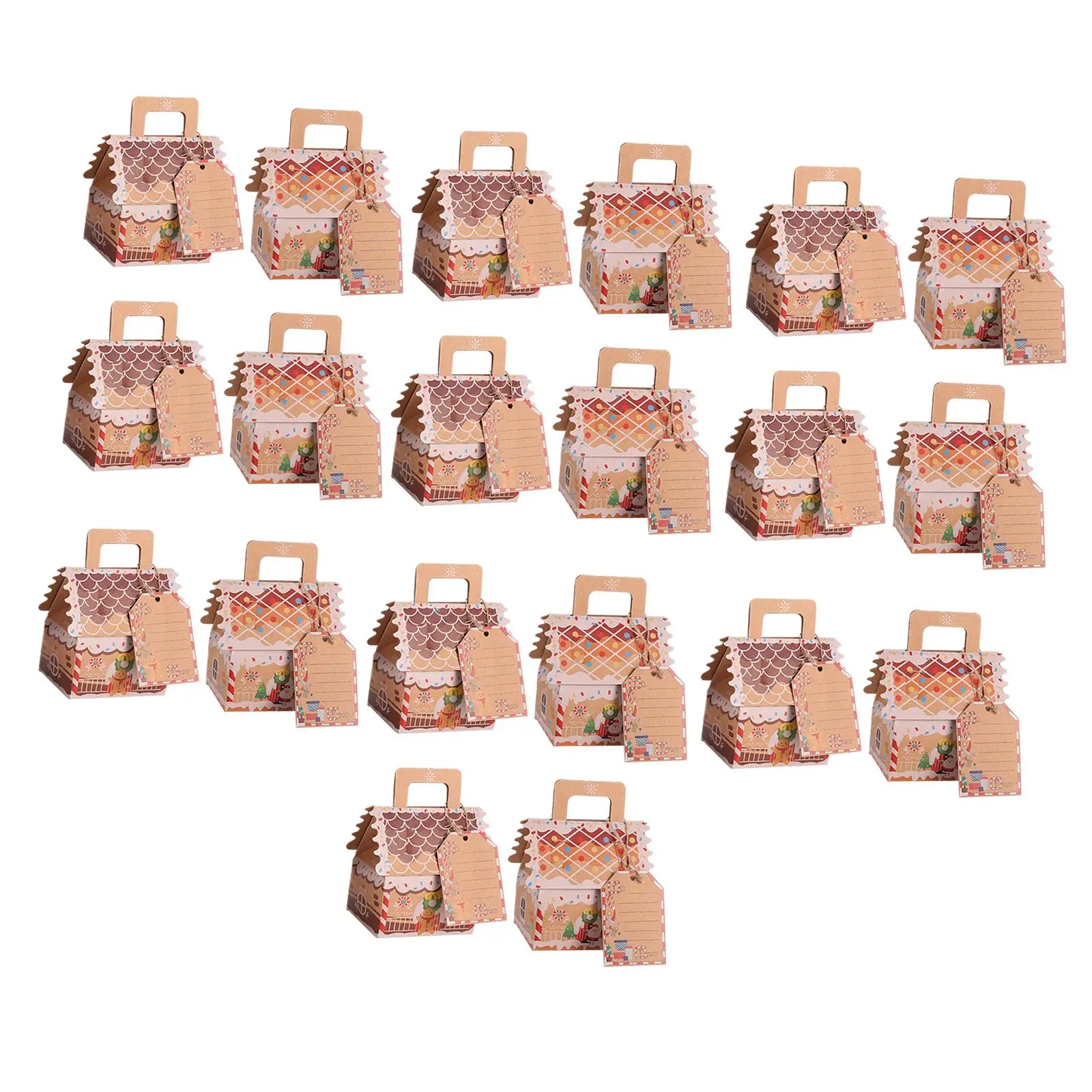 20 Pieces Candy Boxes Biscuits Bag Creative with Name Tags Christmas Treat Bags for Xmas Party Festival Birthday Holiday Dessert