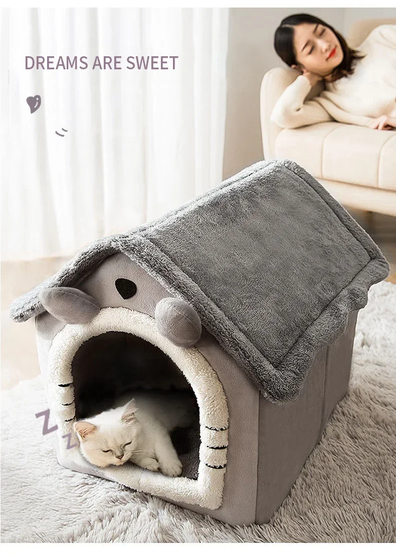 Title 3, Soft Cat Bed Deep Sleep House Dog Cat Winter Ho...