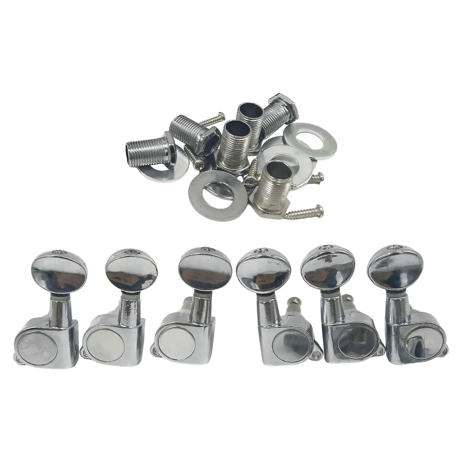 6 Pieces Guitar Tuning Peg Tuner with Nuts Gaskets Machine Head Key Peg Knobs Tuners for Acoustic Guitar Replacement Parts