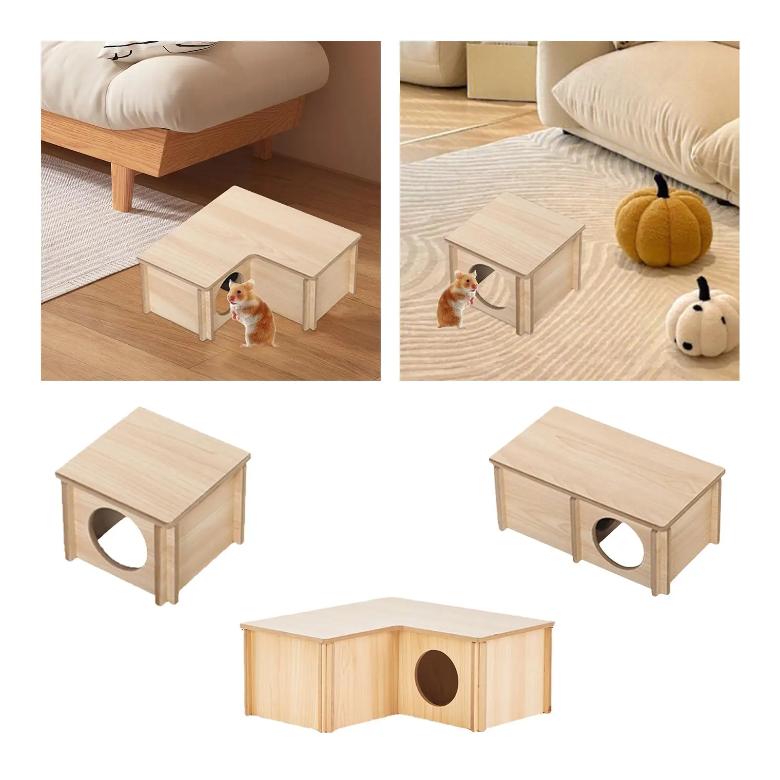 Wooden Hamster House Solid Wood Exploration Toy for Dwarf Hamster Mouse Rat