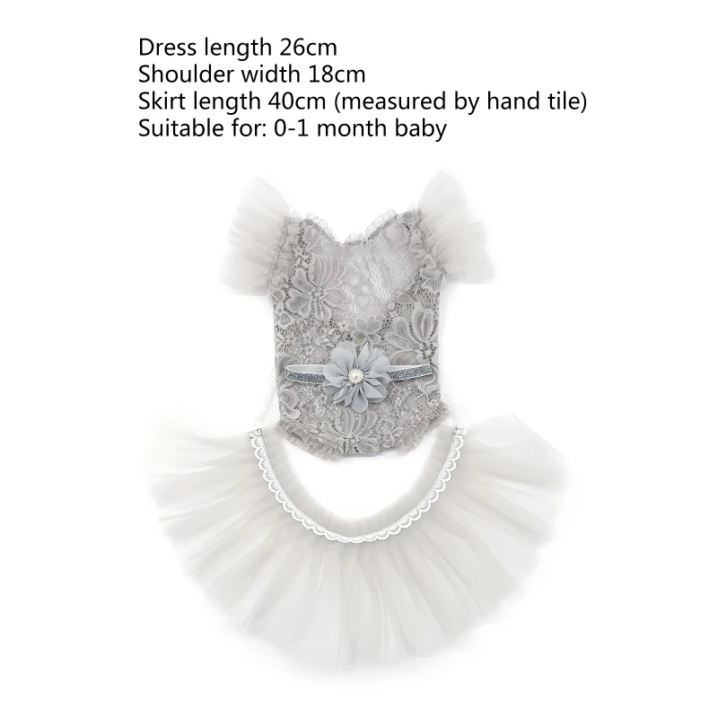 3Pcs/Set Newborn Photography Outfits Baby Girl Lace Ruffle Sleeveless Romper with Tutu Skirt Flower Headband Princess Dress P31B infant photography near me