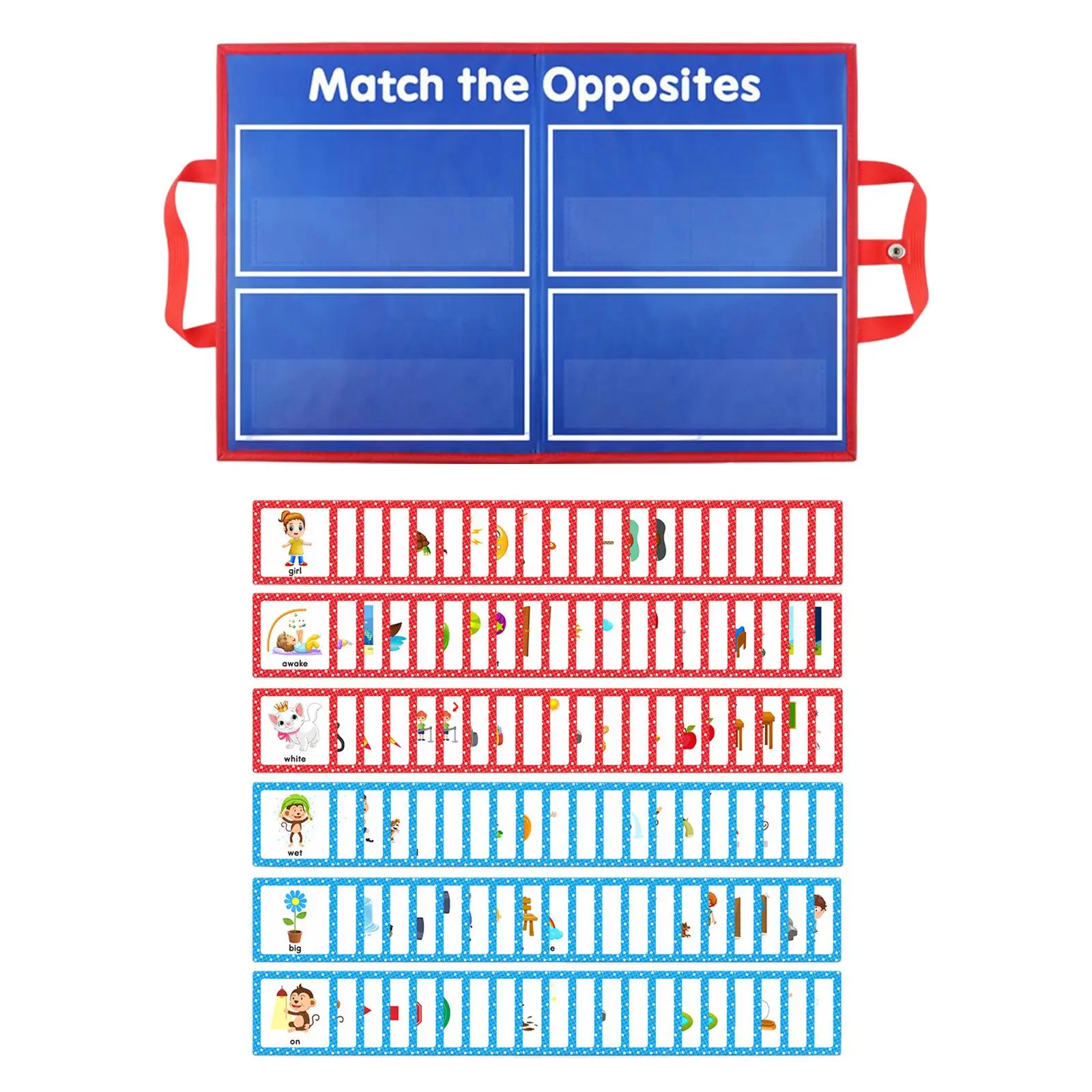 Opposites English Word Card Learning Toy Educational Toys Flashcards Cognitive Matching Puzzle Game for Classroom Kindergarten