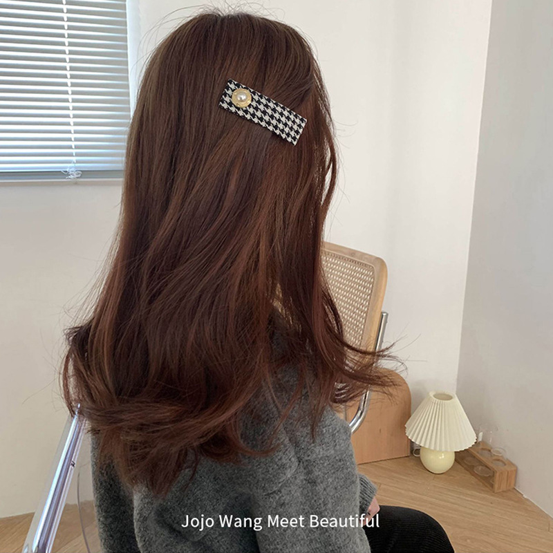 Koreanische Mode Kamelie Blume Hahnentritt Gitter Hinterkopf Haarnadel Big BB Pony Clip Dickdarm Kreis Haar Zubehör – Detail 3