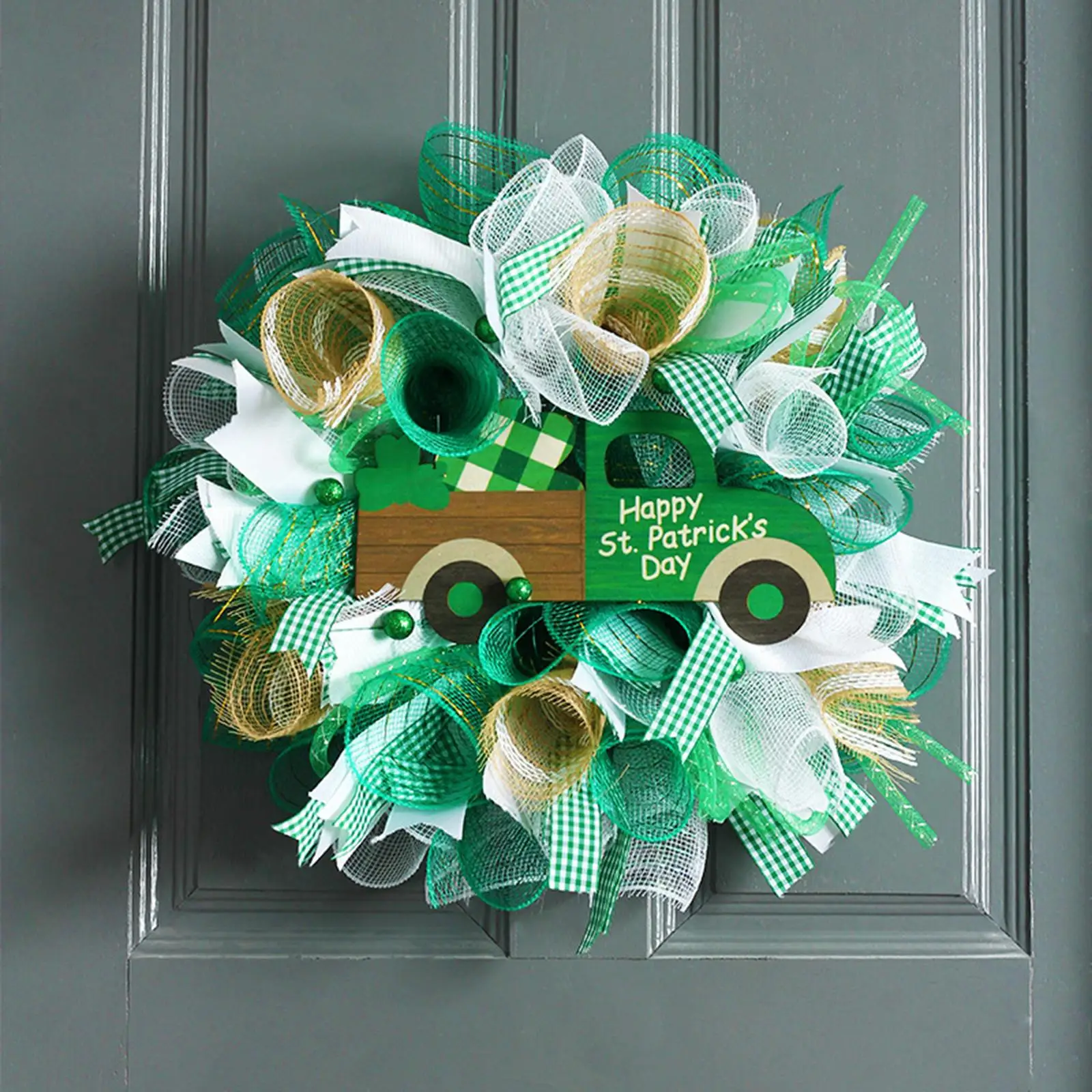 Festival Decoration Irish Festival Wreath Clover St Patrick`s Day Ribbon Ribbon Wreath Pendant Decoration