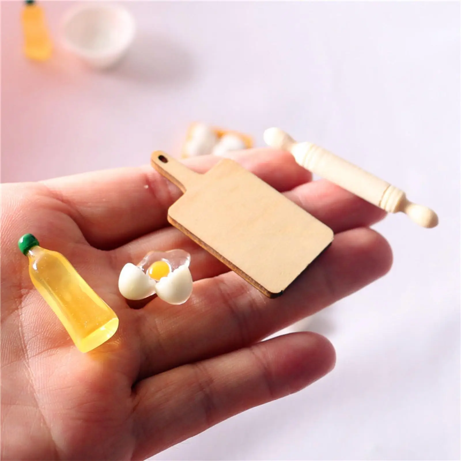9 Pieces Dollhouse Baking Set Rolling Pin Photo Props Pretend Cooking Toys Birthday Gift