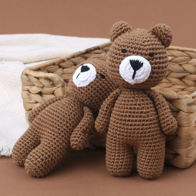 Ours en peluche au Crochet pour bébé, premier Animal en peluche, ami,  compagnon endormi, nouveau-né, accessoire Photo, cadeau de noël