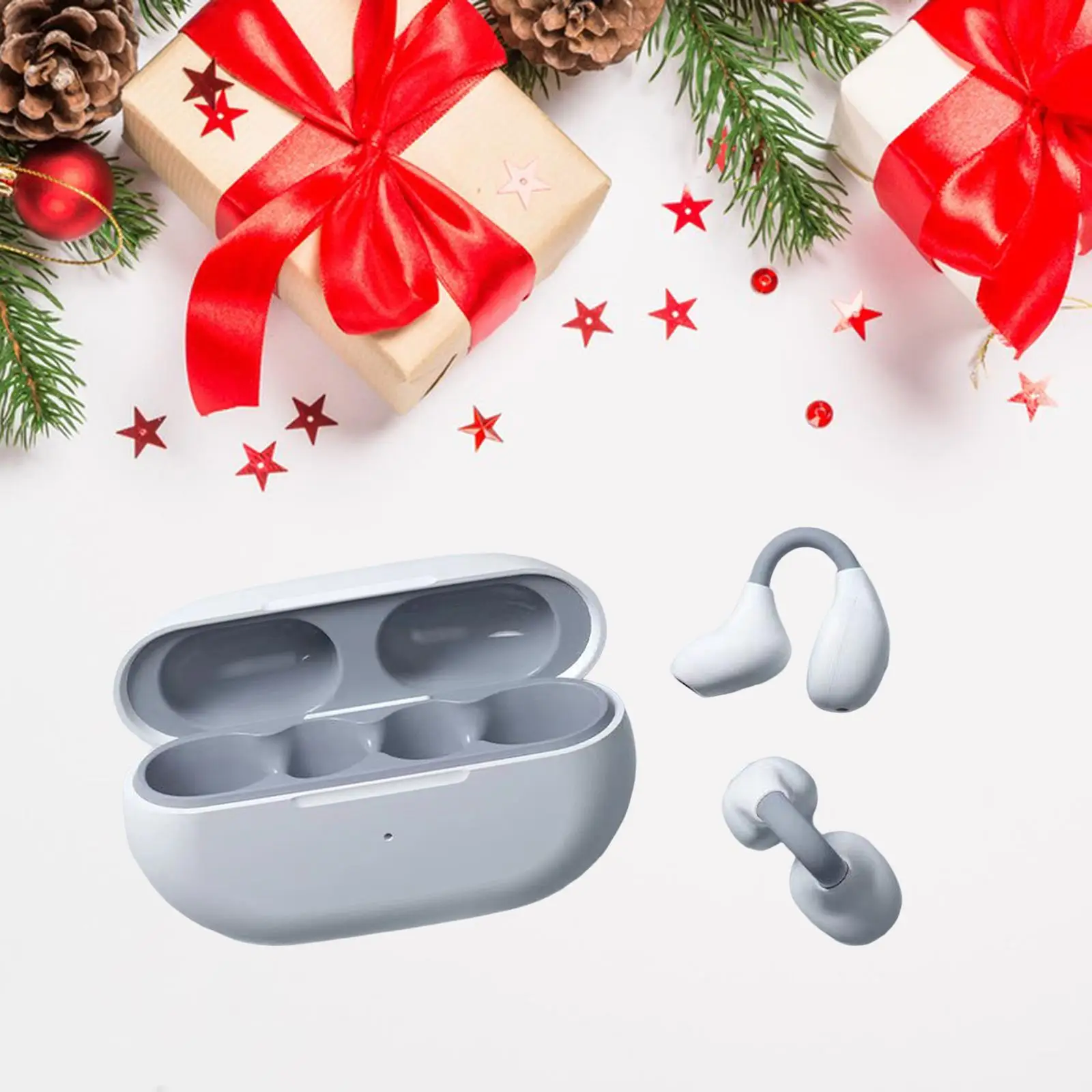 Ear Clip Wireless Earbuds Auto Pairing Hands Free Earphones V5.3 Noise Reduction HiFi Sound Clip On Headphones for Fitness