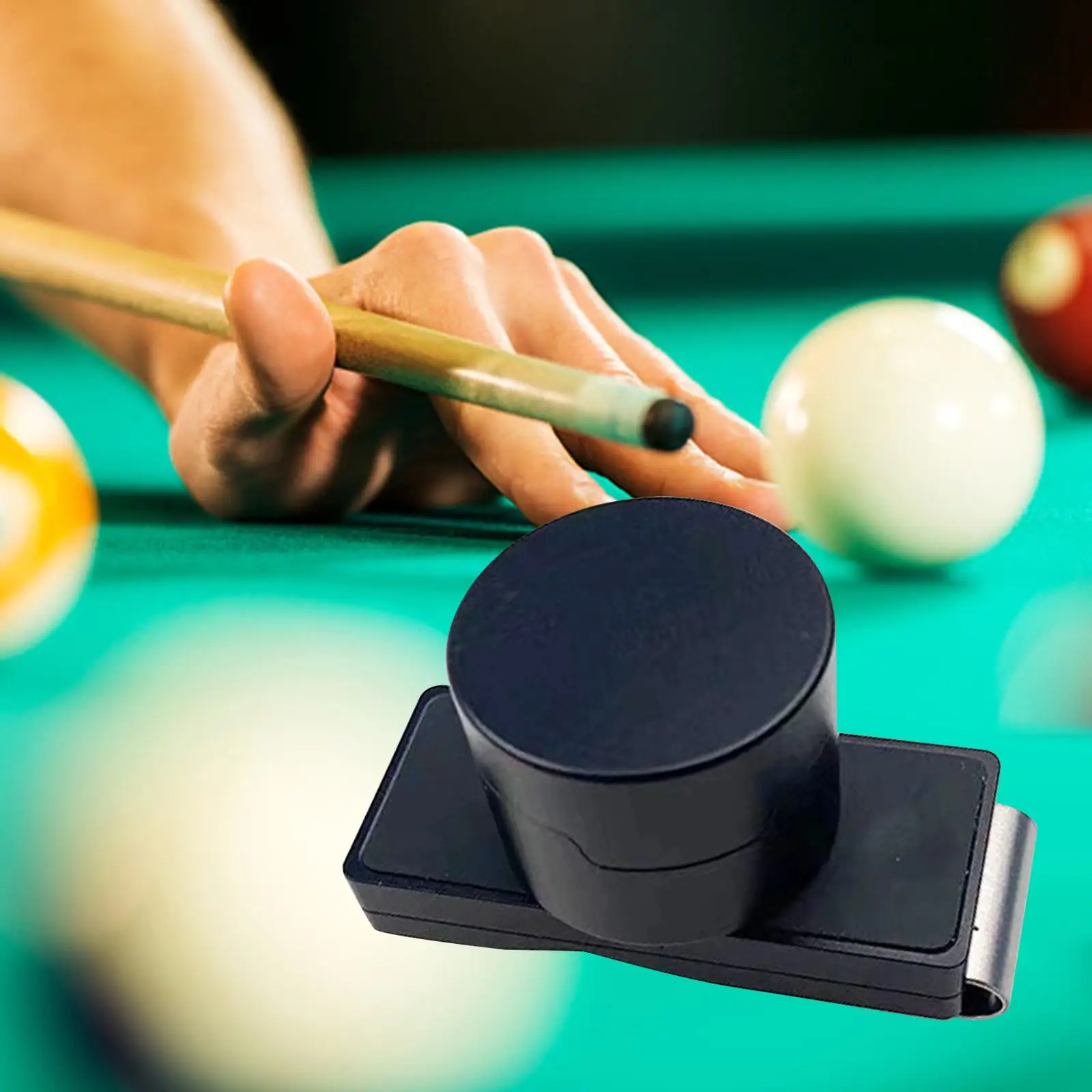 Portable Billiards Pool Cue Chalk Holder Black Round Shape Billiards Pocket Chalkers Holder Cue Tips Billiard Replacement