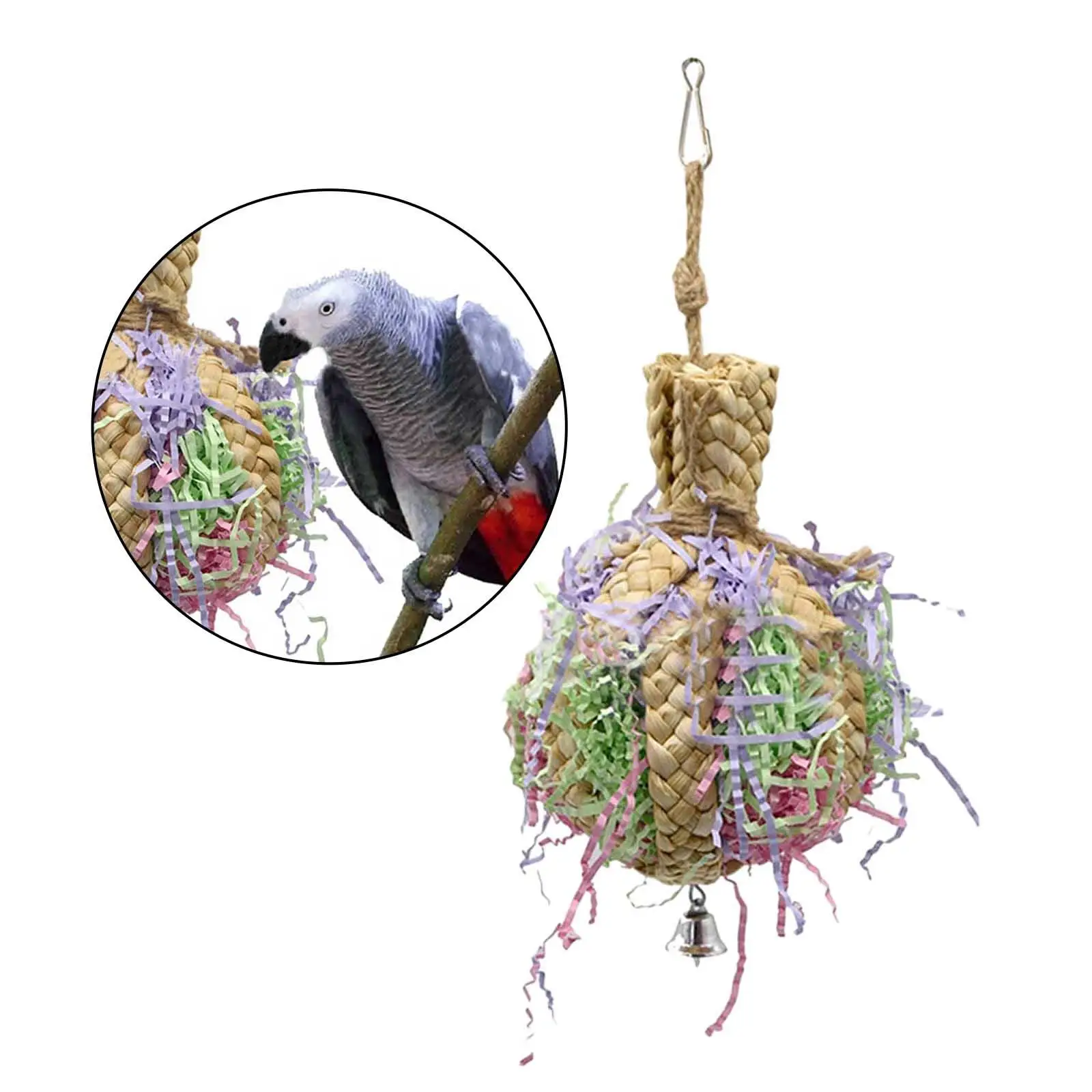 Bird Toys, Parrot Toys with Bells, Parrots Cage Chewing Toy, Multicolored Bite Toys for Macaw Cockatoo Pet Birds Accessories