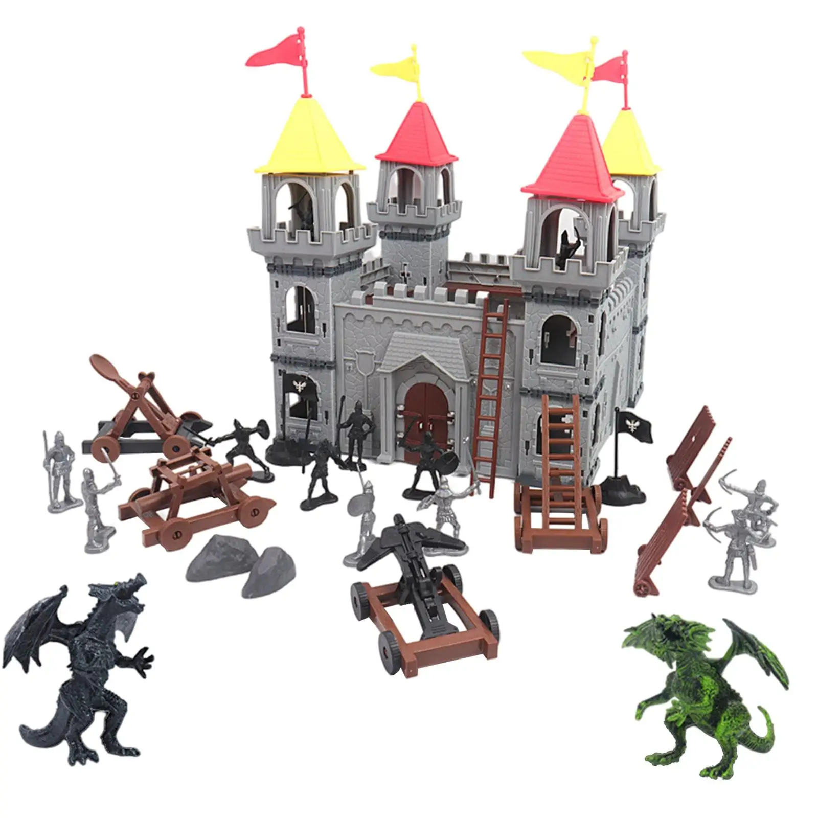 19Pcs/set   - Cool Castle Play / Soldiers, Vehicles, Drangons Pretend    Toy Figurines for Boys